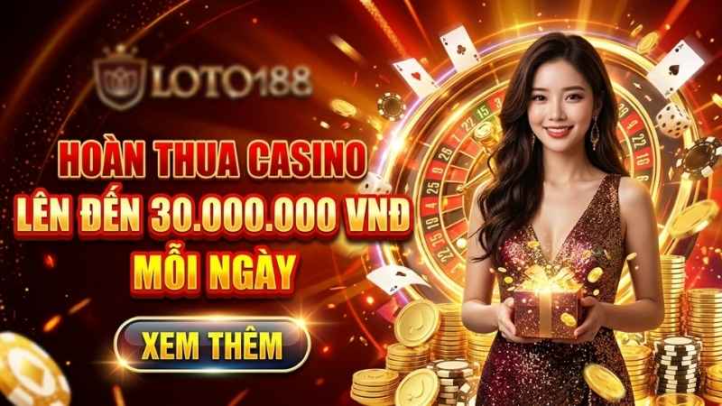 Khuyến Mãi Casino Loto188 – Hoàn Thua Casino Lên Đến 30 Triệu Mỗi Ngày